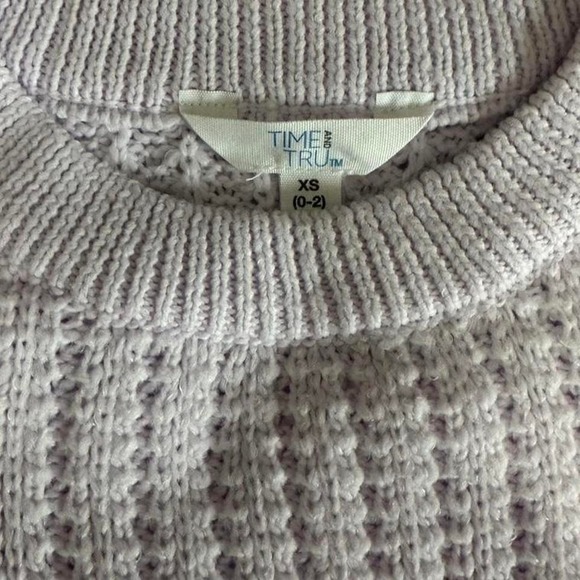 Lavender Chunky Knit Sweater XS Time and Tru Soft Ribbed Crewneck - Picture 4 of 4